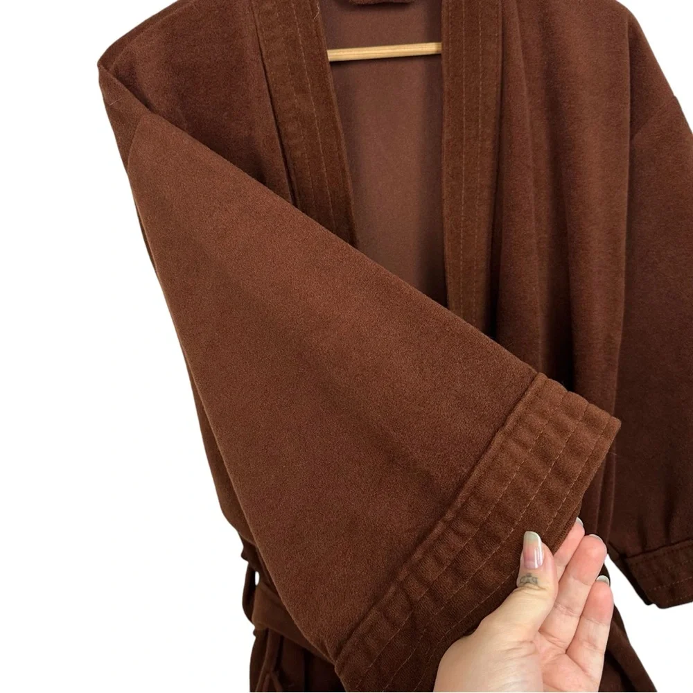 Luxurobe Vintage New York Velour Chocolate Brown Bath Robe Smoke Coat Jacket
